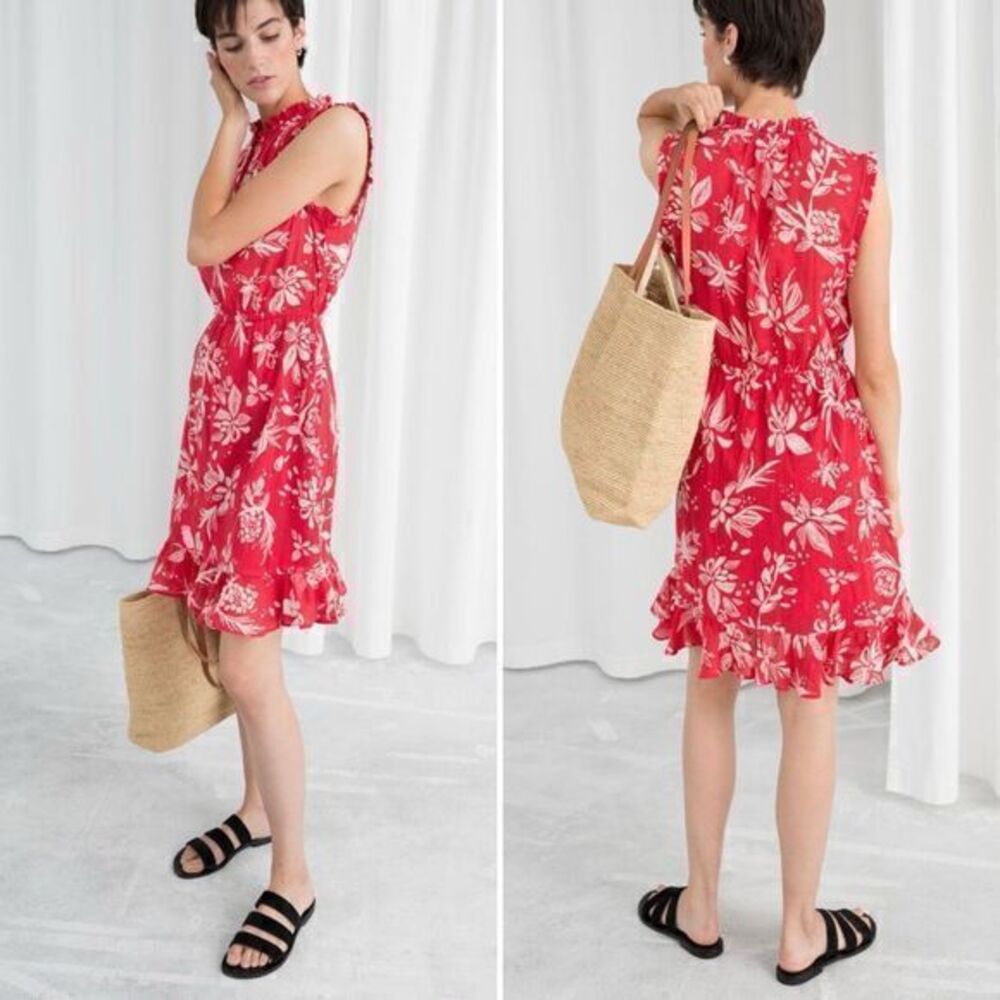 Aritzia & Other Stories Sleeveless Floral Frill Dress Size 4